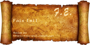 Faix Emil névjegykártya
